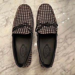 Tods Limited Edition Calf hair Houndstooth Loafers